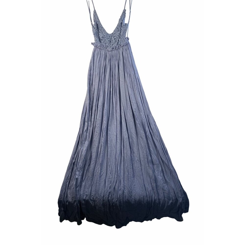 Fashion Nova Ancient Rome Maxi Dress Blue Lace Crotchet Boho Flowy Size S NWT - Picture 4 of 11